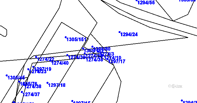Parcela st. 1274/3 v KÚ Úherce u Nýřan, Katastrální mapa