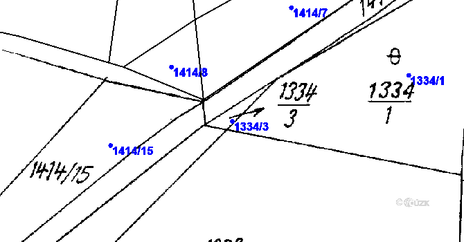 Parcela st. 1334/3 v KÚ Úherce u Nýřan, Katastrální mapa