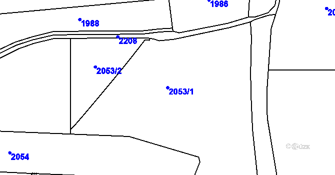 Parcela st. 2053/1 v KÚ Úherce u Nýřan, Katastrální mapa