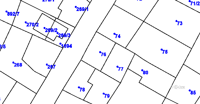 Parcela st. 76 v KÚ Zbůch, Katastrální mapa