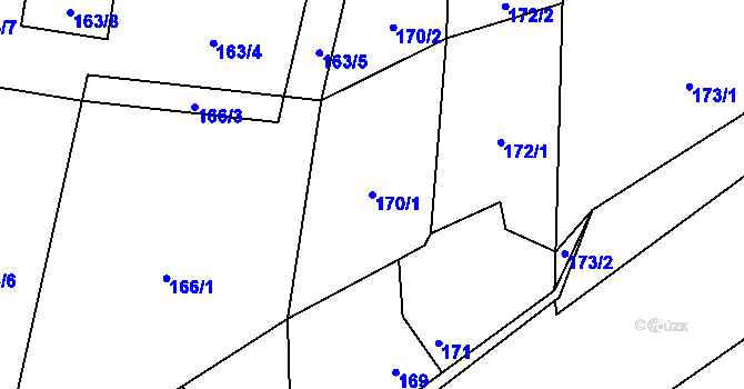 Parcela st. 170/1 v KÚ Zbůch, Katastrální mapa