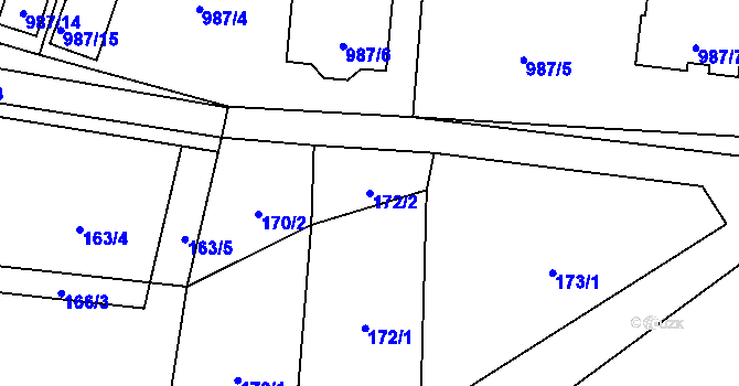 Parcela st. 172/2 v KÚ Zbůch, Katastrální mapa