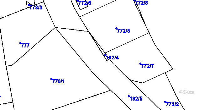 Parcela st. 182/4 v KÚ Zbůch, Katastrální mapa