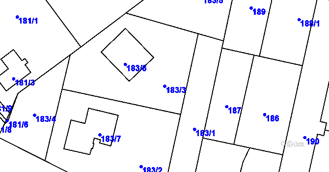 Parcela st. 183/3 v KÚ Zbůch, Katastrální mapa