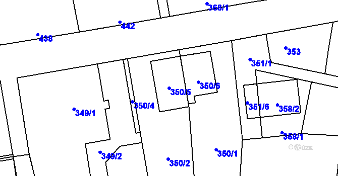 Parcela st. 350/5 v KÚ Zbůch, Katastrální mapa