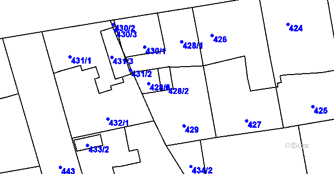 Parcela st. 428/2 v KÚ Zbůch, Katastrální mapa