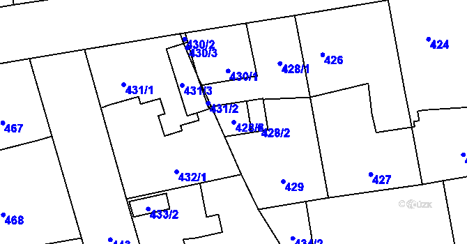 Parcela st. 428/3 v KÚ Zbůch, Katastrální mapa