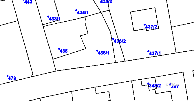 Parcela st. 436/1 v KÚ Zbůch, Katastrální mapa