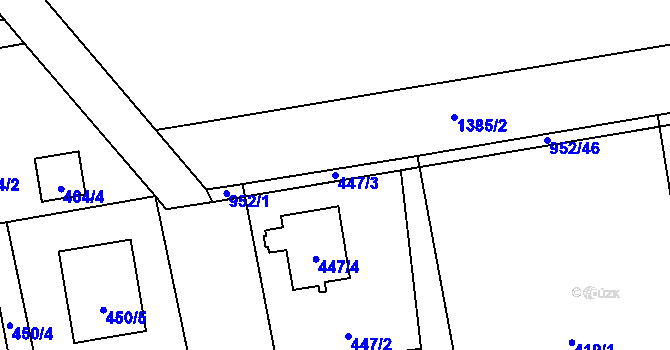 Parcela st. 447/3 v KÚ Zbůch, Katastrální mapa