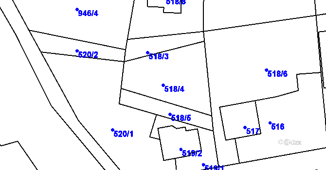 Parcela st. 518/4 v KÚ Zbůch, Katastrální mapa