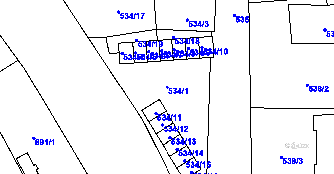 Parcela st. 534/1 v KÚ Zbůch, Katastrální mapa