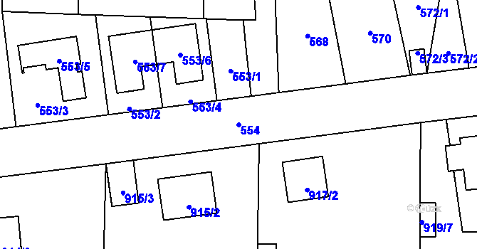 Parcela st. 554 v KÚ Zbůch, Katastrální mapa