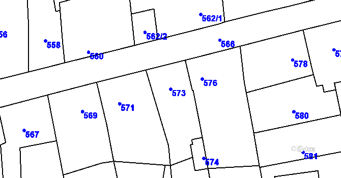 Parcela st. 573 v KÚ Zbůch, Katastrální mapa