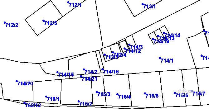 Parcela st. 712/3 v KÚ Zbůch, Katastrální mapa