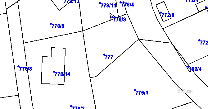 Parcela st. 777 v KÚ Zbůch, Katastrální mapa