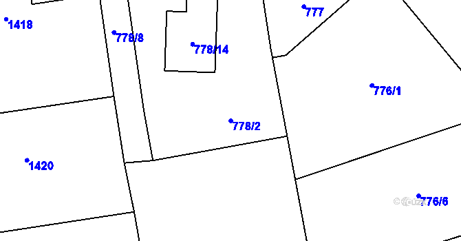 Parcela st. 778/2 v KÚ Zbůch, Katastrální mapa