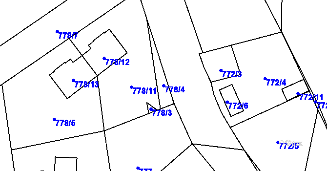 Parcela st. 778/4 v KÚ Zbůch, Katastrální mapa