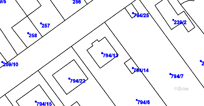 Parcela st. 794/13 v KÚ Zbůch, Katastrální mapa