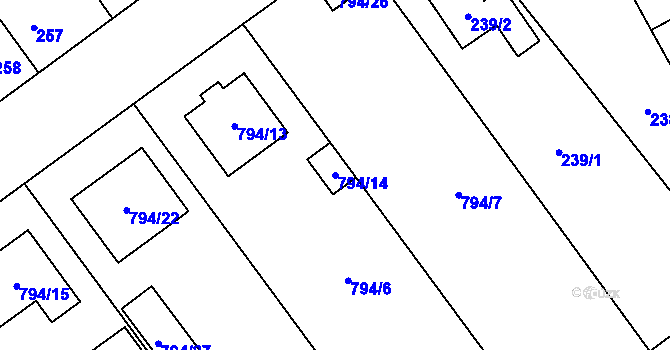 Parcela st. 794/14 v KÚ Zbůch, Katastrální mapa