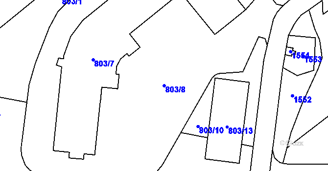 Parcela st. 803/8 v KÚ Zbůch, Katastrální mapa