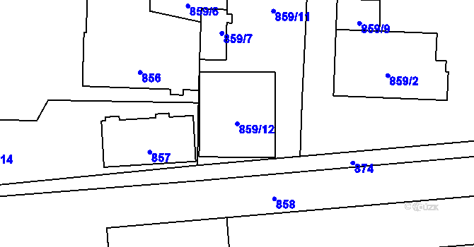 Parcela st. 859/12 v KÚ Zbůch, Katastrální mapa