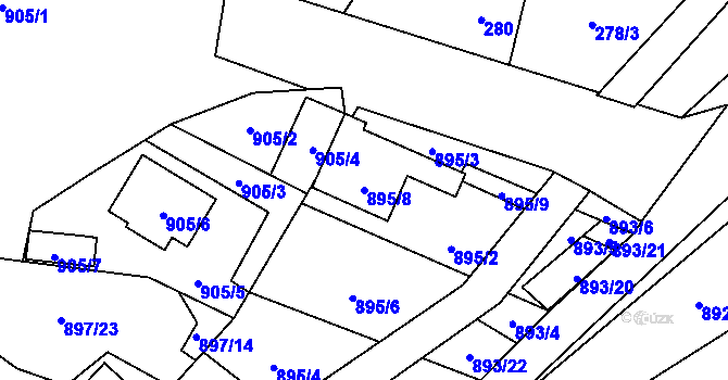 Parcela st. 895/8 v KÚ Zbůch, Katastrální mapa