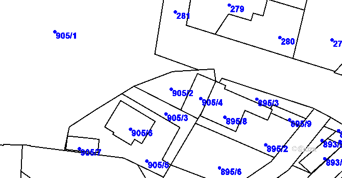 Parcela st. 905/2 v KÚ Zbůch, Katastrální mapa