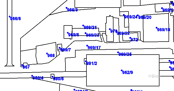 Parcela st. 969/17 v KÚ Zbůch, Katastrální mapa