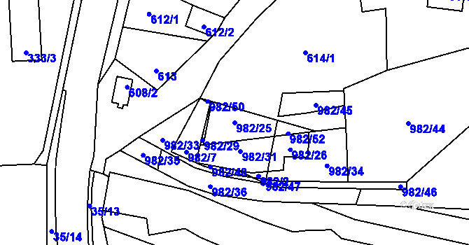 Parcela st. 982/25 v KÚ Zbůch, Katastrální mapa
