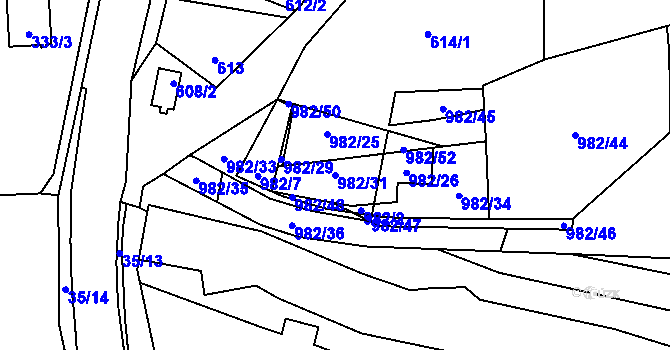Parcela st. 982/31 v KÚ Zbůch, Katastrální mapa