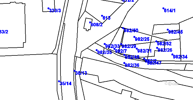 Parcela st. 982/35 v KÚ Zbůch, Katastrální mapa