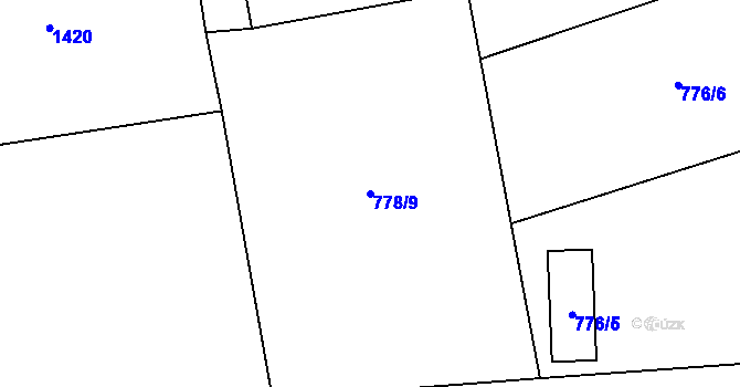 Parcela st. 778/9 v KÚ Zbůch, Katastrální mapa