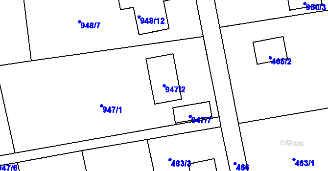 Parcela st. 947/2 v KÚ Zbůch, Katastrální mapa