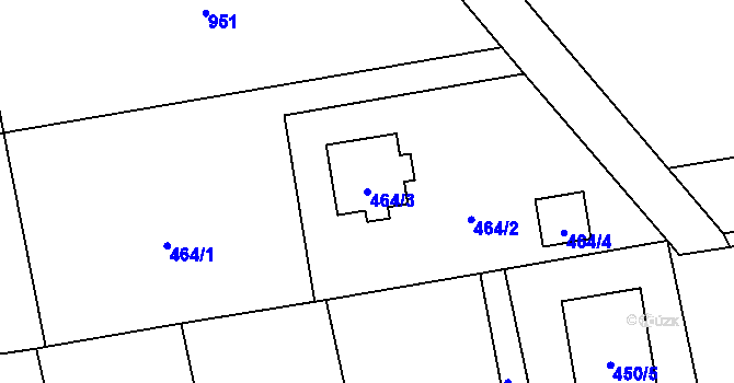 Parcela st. 464/3 v KÚ Zbůch, Katastrální mapa