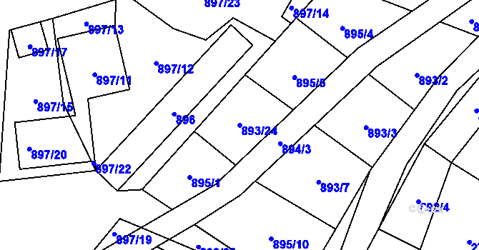 Parcela st. 893/24 v KÚ Zbůch, Katastrální mapa