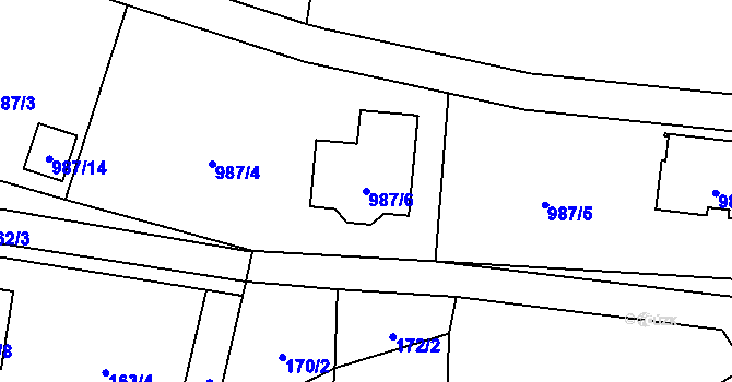 Parcela st. 987/6 v KÚ Zbůch, Katastrální mapa