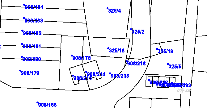 Parcela st. 325/2 v KÚ Zbůch, Katastrální mapa