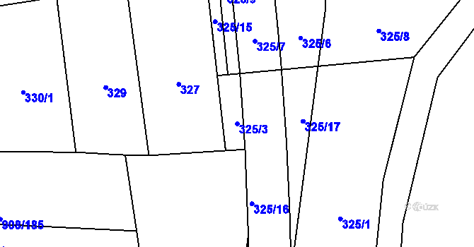 Parcela st. 325/3 v KÚ Zbůch, Katastrální mapa