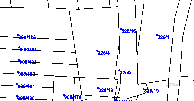 Parcela st. 325/4 v KÚ Zbůch, Katastrální mapa
