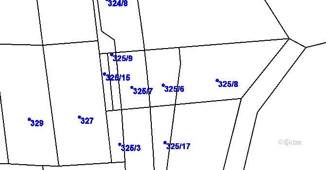 Parcela st. 325/6 v KÚ Zbůch, Katastrální mapa