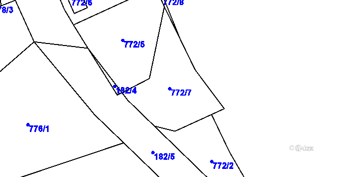 Parcela st. 772/7 v KÚ Zbůch, Katastrální mapa