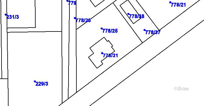 Parcela st. 778/31 v KÚ Zbůch, Katastrální mapa