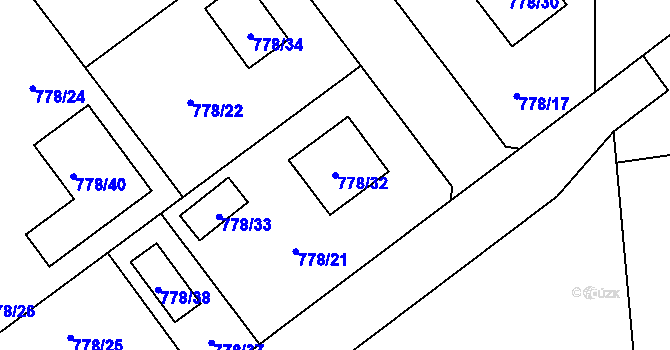 Parcela st. 778/32 v KÚ Zbůch, Katastrální mapa