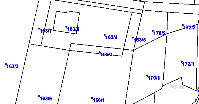 Parcela st. 166/3 v KÚ Zbůch, Katastrální mapa