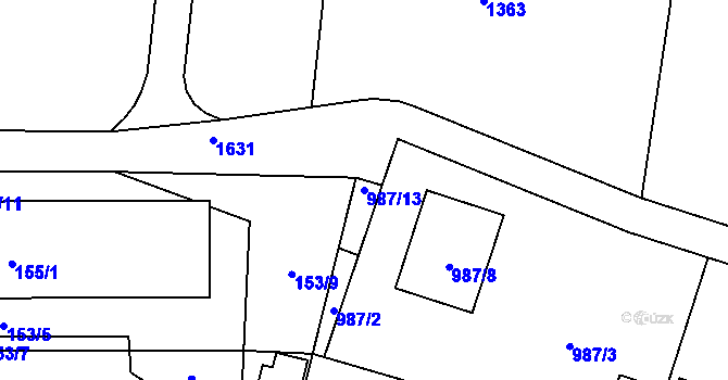 Parcela st. 987/13 v KÚ Zbůch, Katastrální mapa