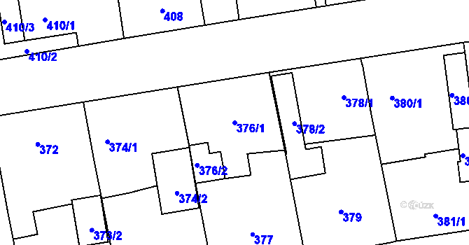 Parcela st. 376/1 v KÚ Zbůch, Katastrální mapa