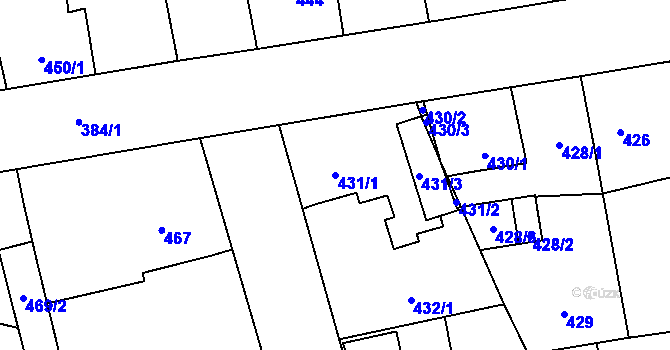 Parcela st. 431/1 v KÚ Zbůch, Katastrální mapa