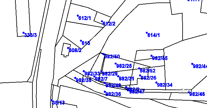 Parcela st. 982/50 v KÚ Zbůch, Katastrální mapa