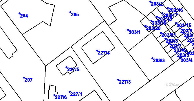 Parcela st. 227/4 v KÚ Zbůch, Katastrální mapa