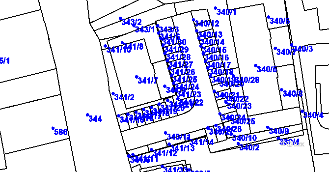 Parcela st. 341/9 v KÚ Zbůch, Katastrální mapa
